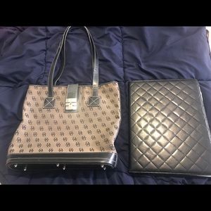 USED Dooney Bourke signature Tote Gray/Black 13x12